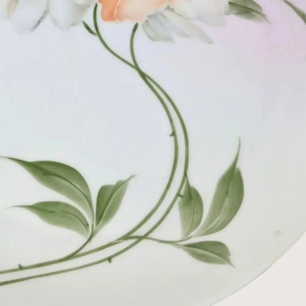 Antique Z S And Co Bavaria Floral Hand Painted Handled Dresser Tray Plate